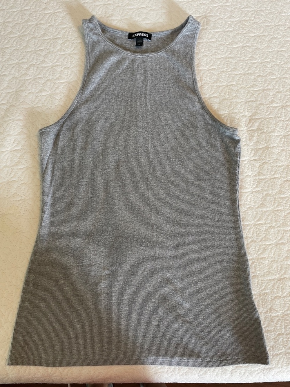 Express Heather Gray Ribbed High Neck Tank